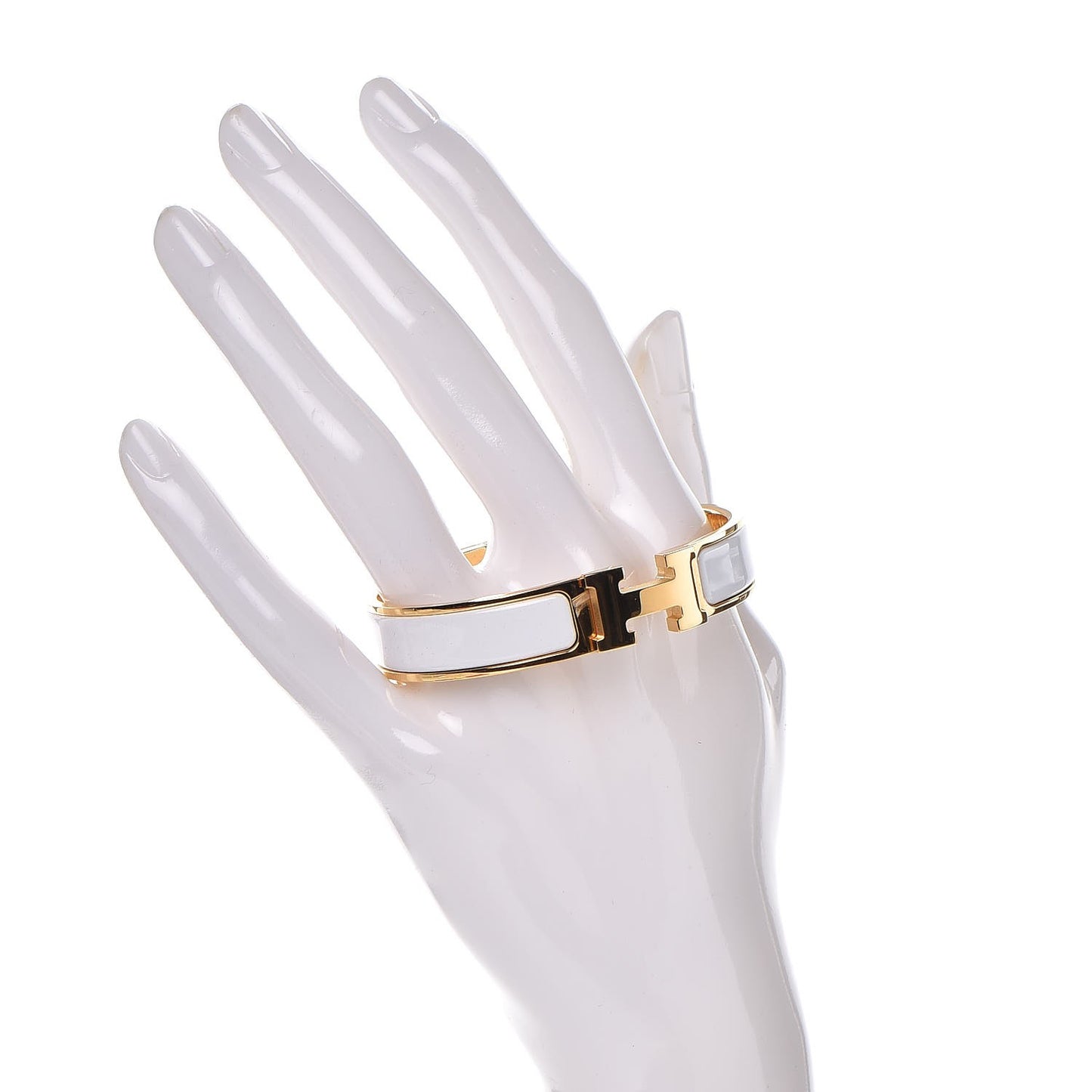 Enamel Narrow Clic Clac H Bracelet PM White