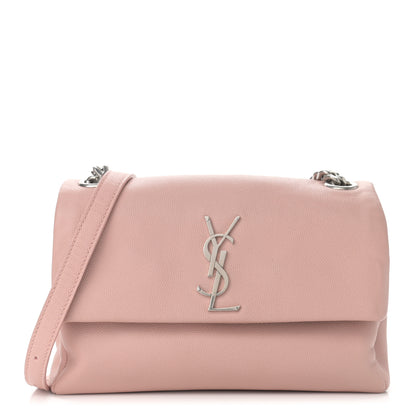 Saint Laurent Grain De Poudre Small West Hollywood Monogram Fold-Over Bag Pale Blush 1 of 10