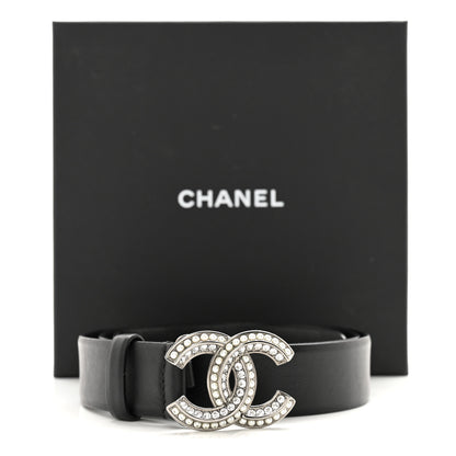 Chanel Calfskin Pearl Crystal CC Belt 90 36 Black 12 of 12