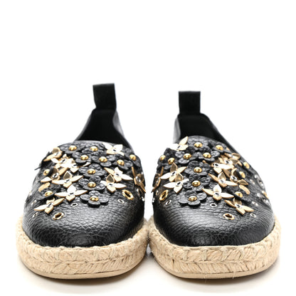 Louis Vuitton Calfskin Tropical Bloom Espadrille Flat 37.5 Black 2 of 9