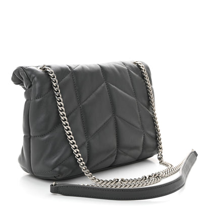 Saint Laurent Lambskin Quilted Small Loulou Puffer Monogram Chain Satchel Storm 3 of 10