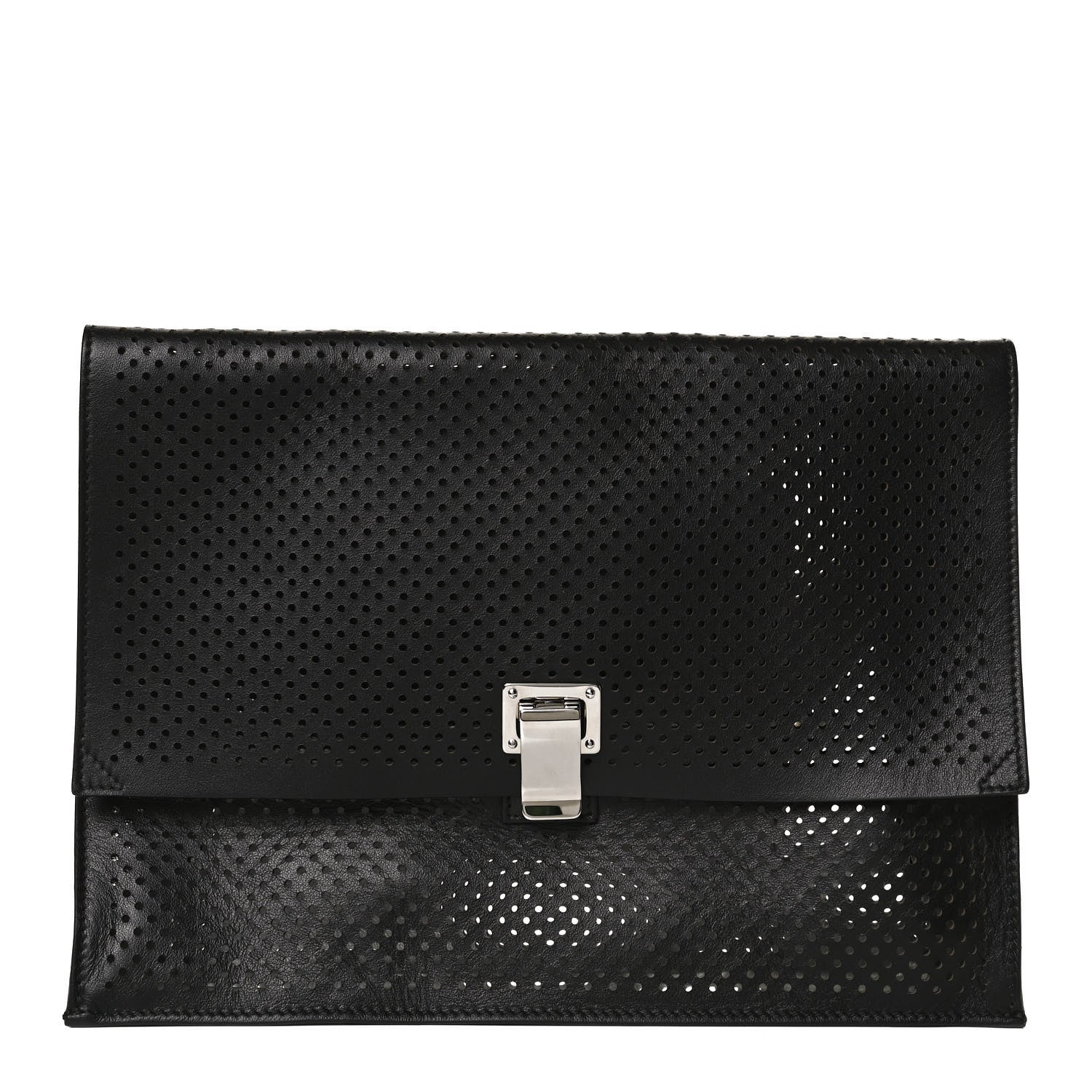 Proenza Schouler Lambskin Perforated Small Lunch Bag Clutch Black 1 of 10