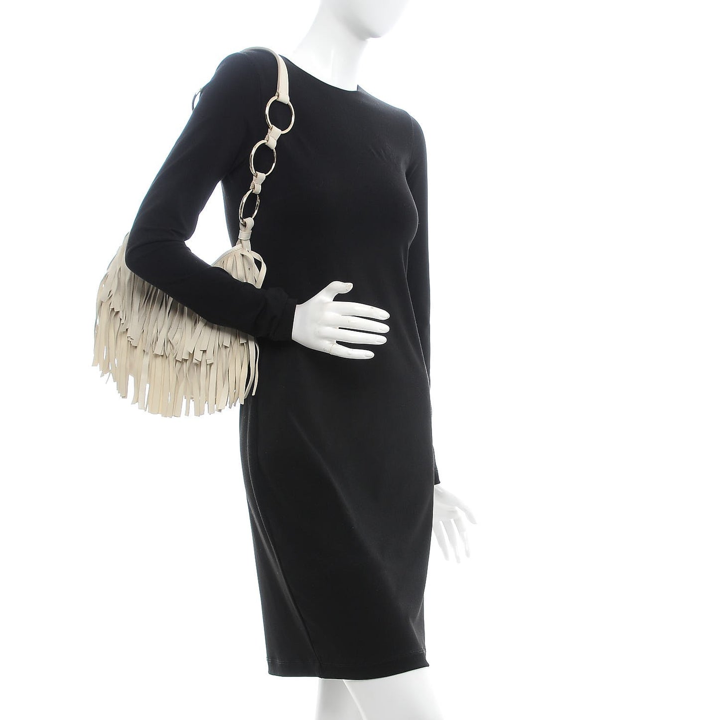 Suede Boheme Fringe Shoulder Bag Ivory