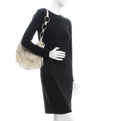 Saint Laurent Suede Boheme Fringe Shoulder Bag Ivory 2 of 10