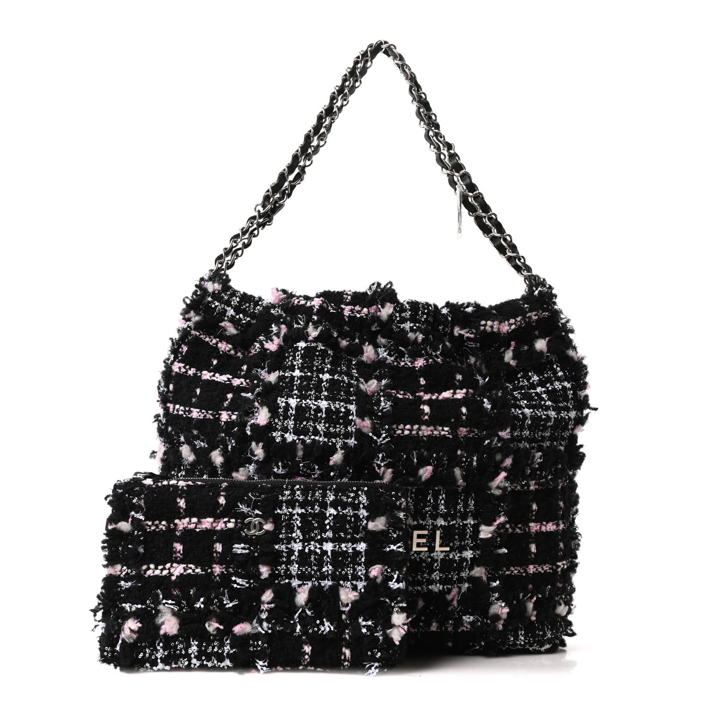 Tweed Patchwork Quilted Small Chanel 22 Black Pink White