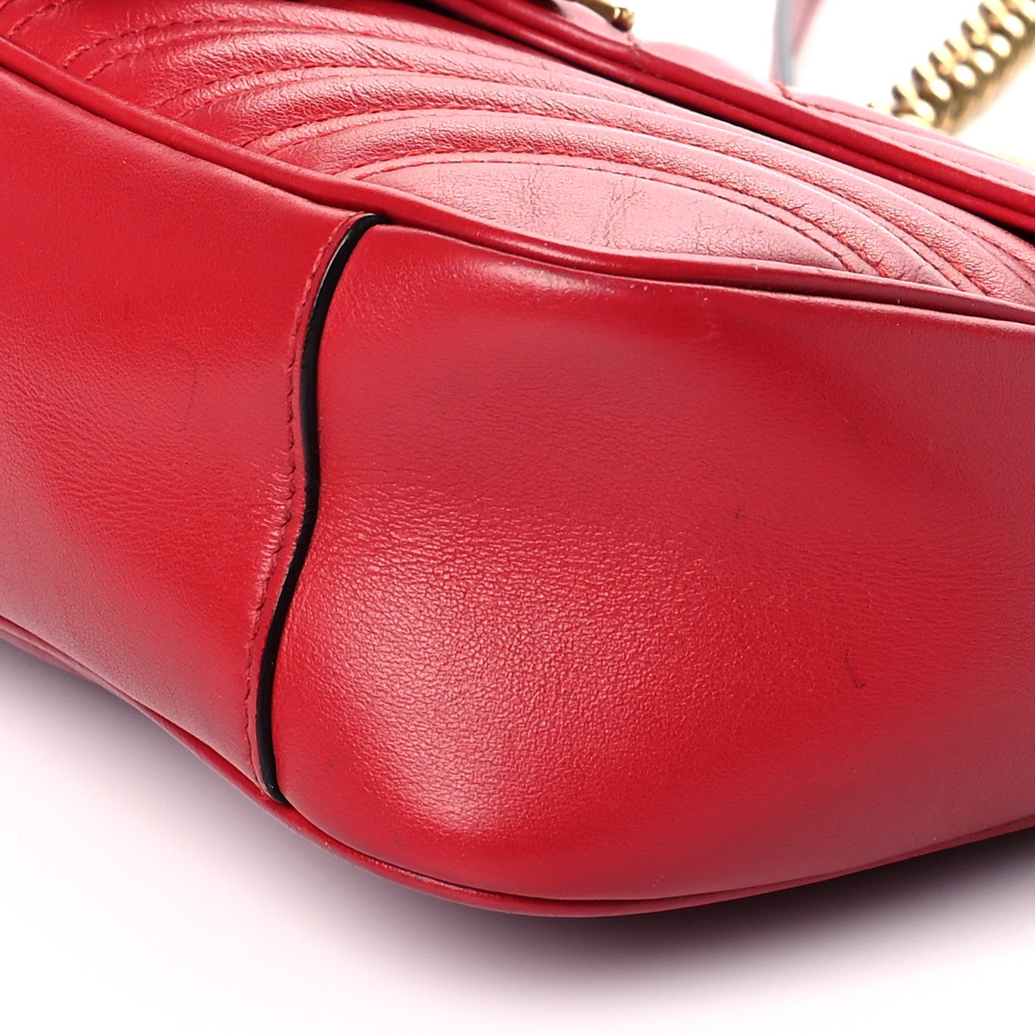 Gucci Calfskin Matelasse Small GG Marmont Shoulder Bag Hibiscus Red 10 of 20