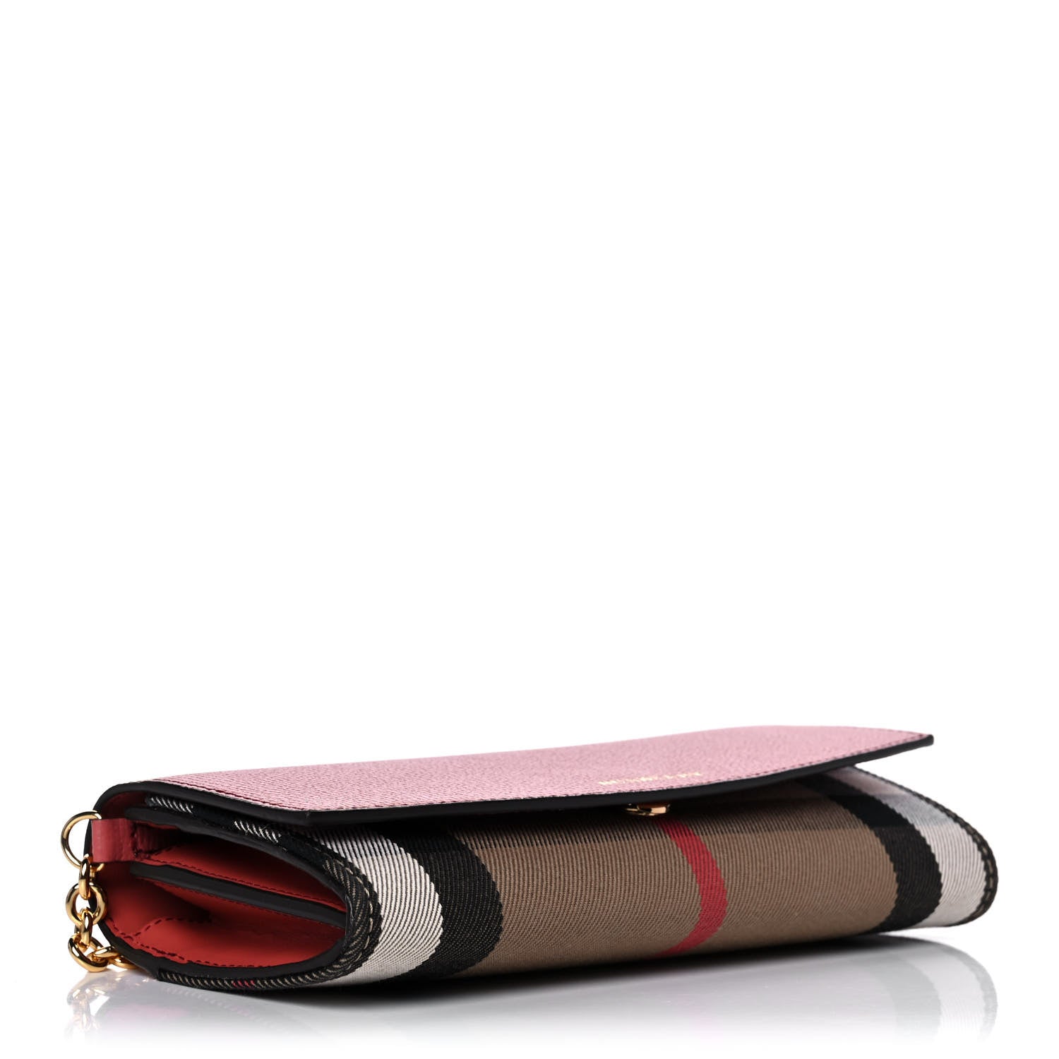 Burberry Calfskin House Check Henley Wallet On Chain Red 4 of 13