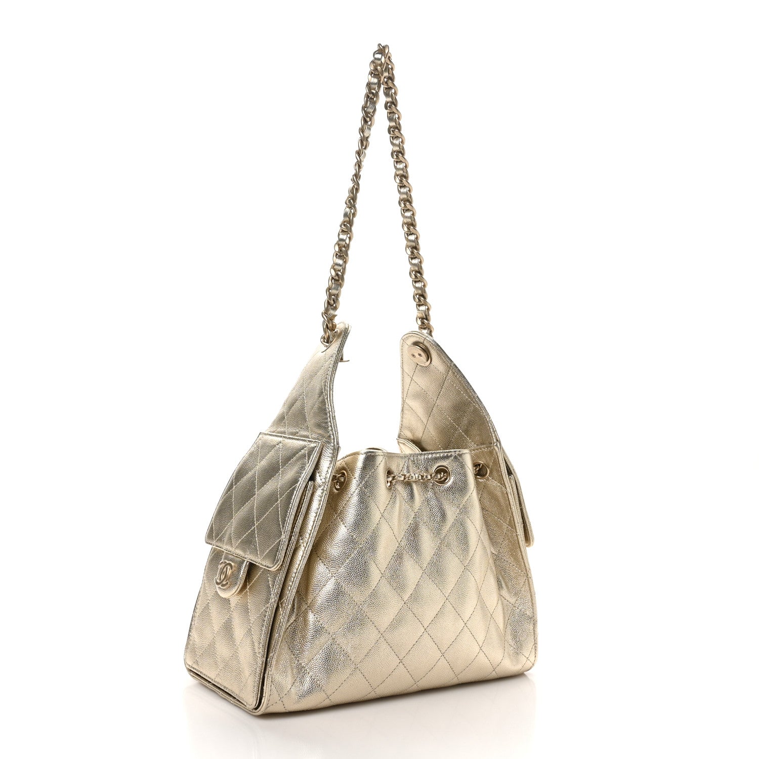 Chanel Metallic Caviar Quilted Small Chanel 25 Hobo Gold 3 of 11