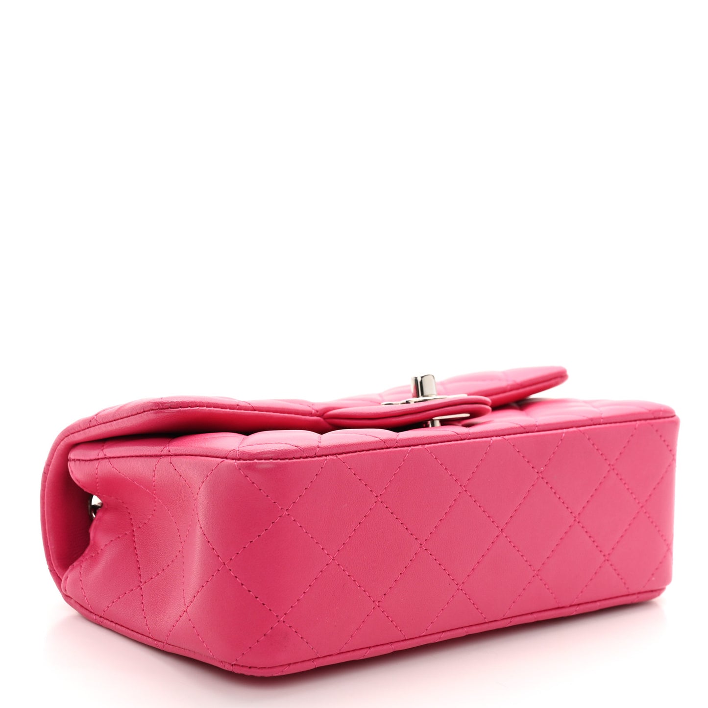 Lambskin Quilted Mini Rectangular Flap Fuchsia