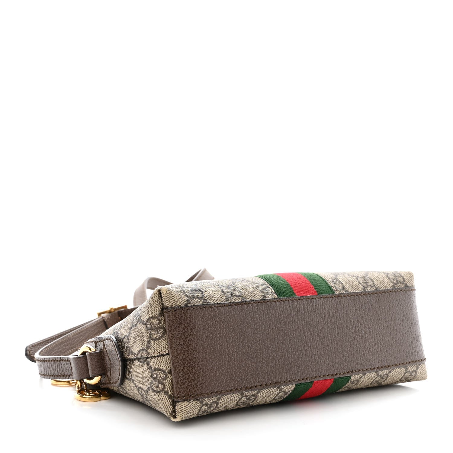 Gucci GG Supreme Monogram Textured Dollar Calfskin Web Small Ophidia Dome Shoulder Bag Beige Ebony New Acero 4 of 15
