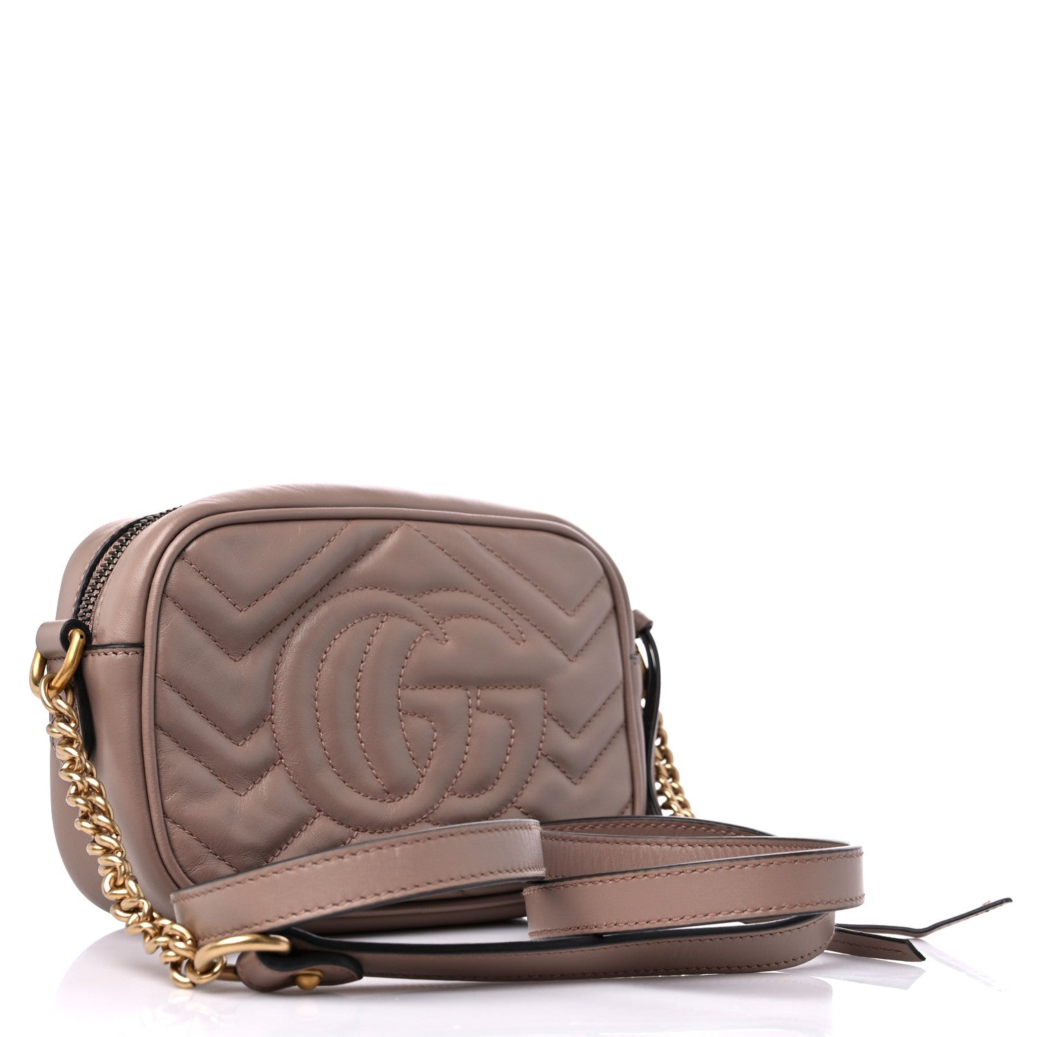 Gucci Calfskin Matelasse Mini GG Marmont Chain Shoulder Bag Porcelain Rose 3 of 11