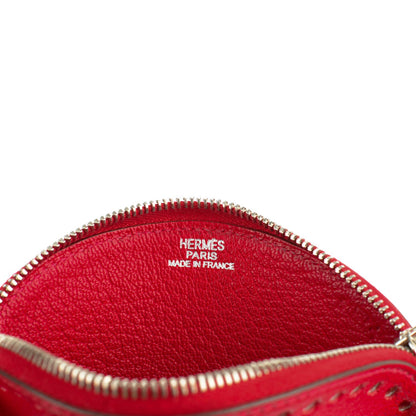 Hermes Chevre Mysore Evelyne Coin Purse Rouge Casaque 6 of 7