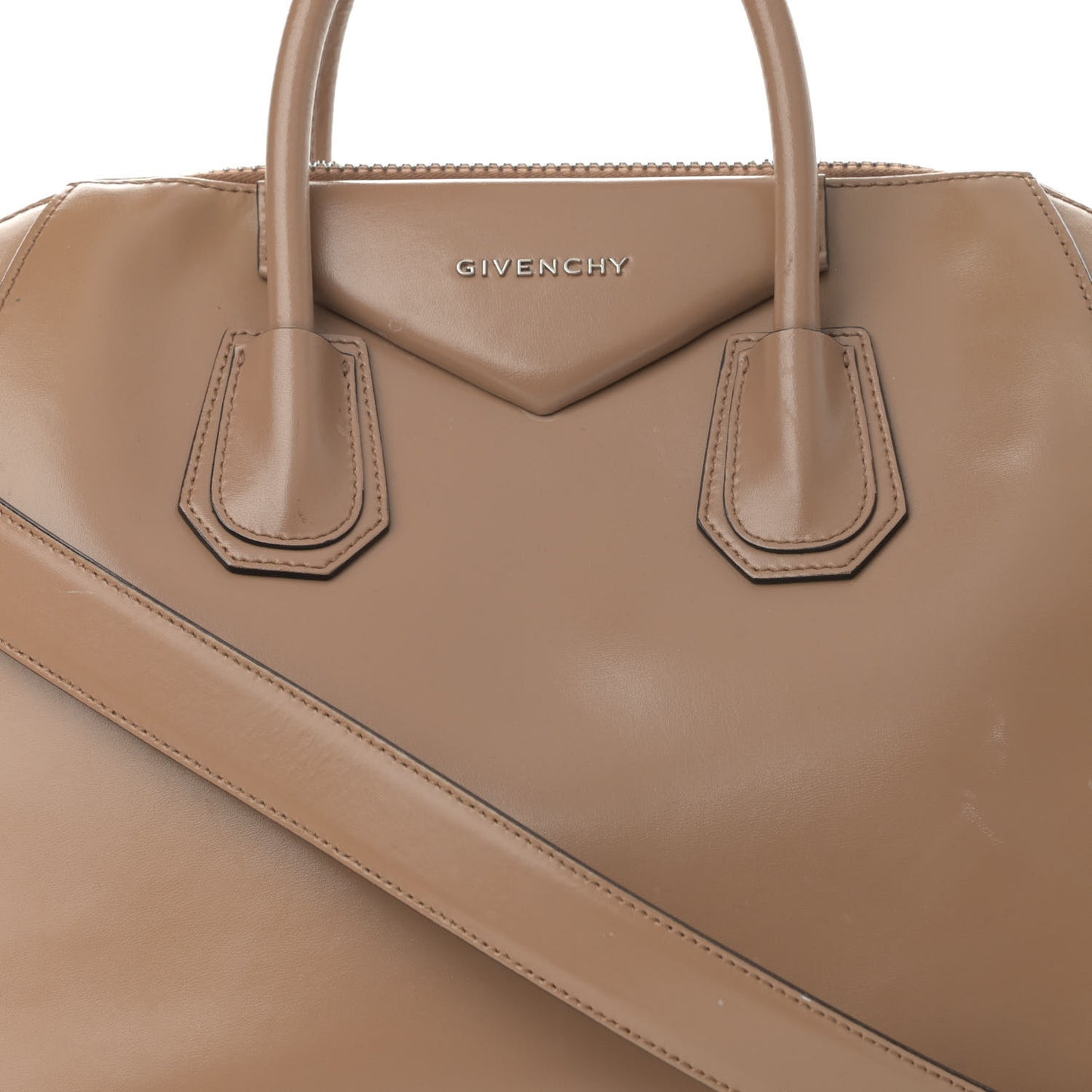 Shiny Lord Calfskin Medium Antigona Dark Beige