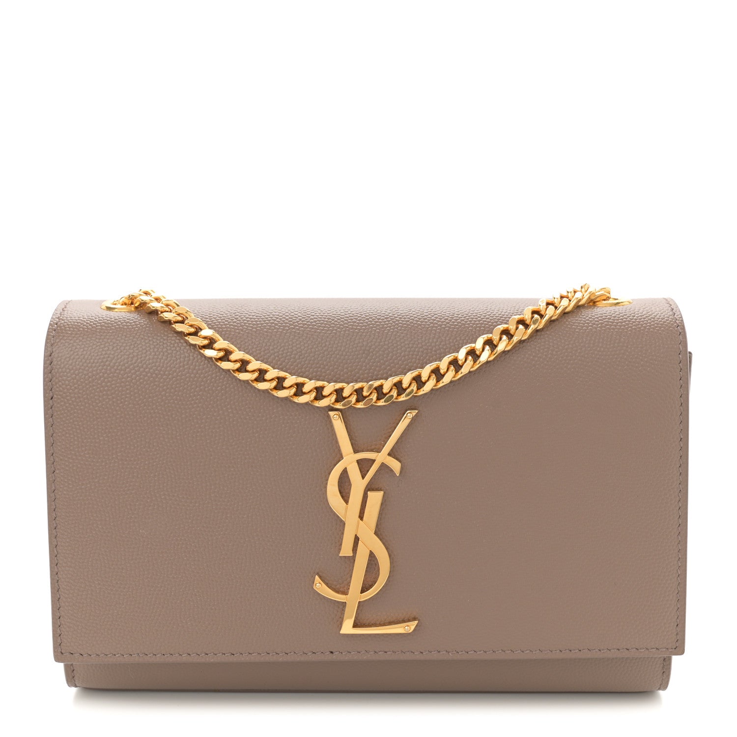 Saint Laurent Grain De Poudre Small Monogram Kate Satchel Taupe 1 of 10