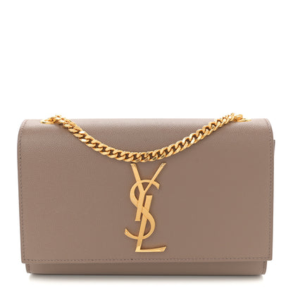 Saint Laurent Grain De Poudre Small Monogram Kate Satchel Taupe 1 of 10