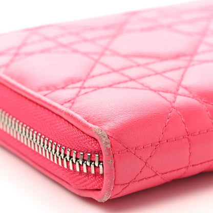 Christian Dior Lambskin Cannage Lady Dior Zip Wallet Rose Hot Pink 8 of 10