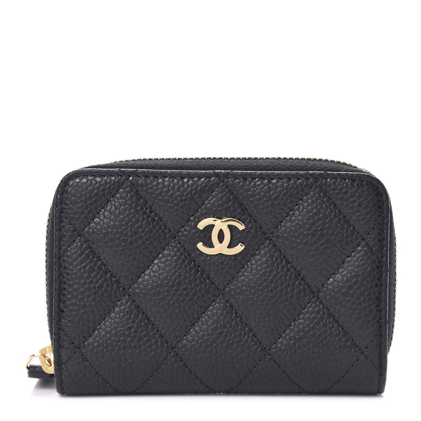 Caviar Quilted Zip Coin Purse Black