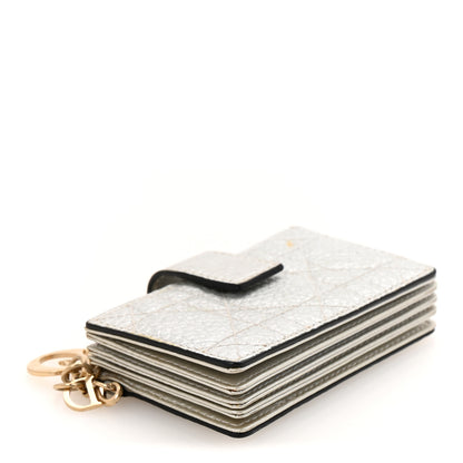Christian Dior Metallic Grained Calfskin Cannage Lady Dior 5-Gusset Card Holder Silver 4 of 9