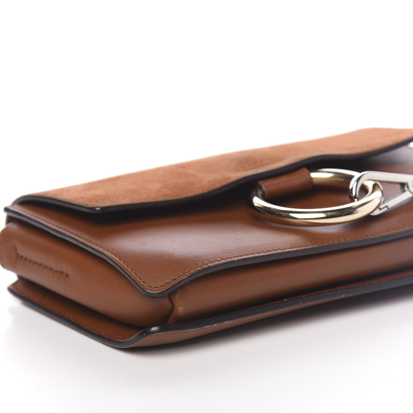 Suede Calfskin Small Faye Shoulder Bag Tobacco