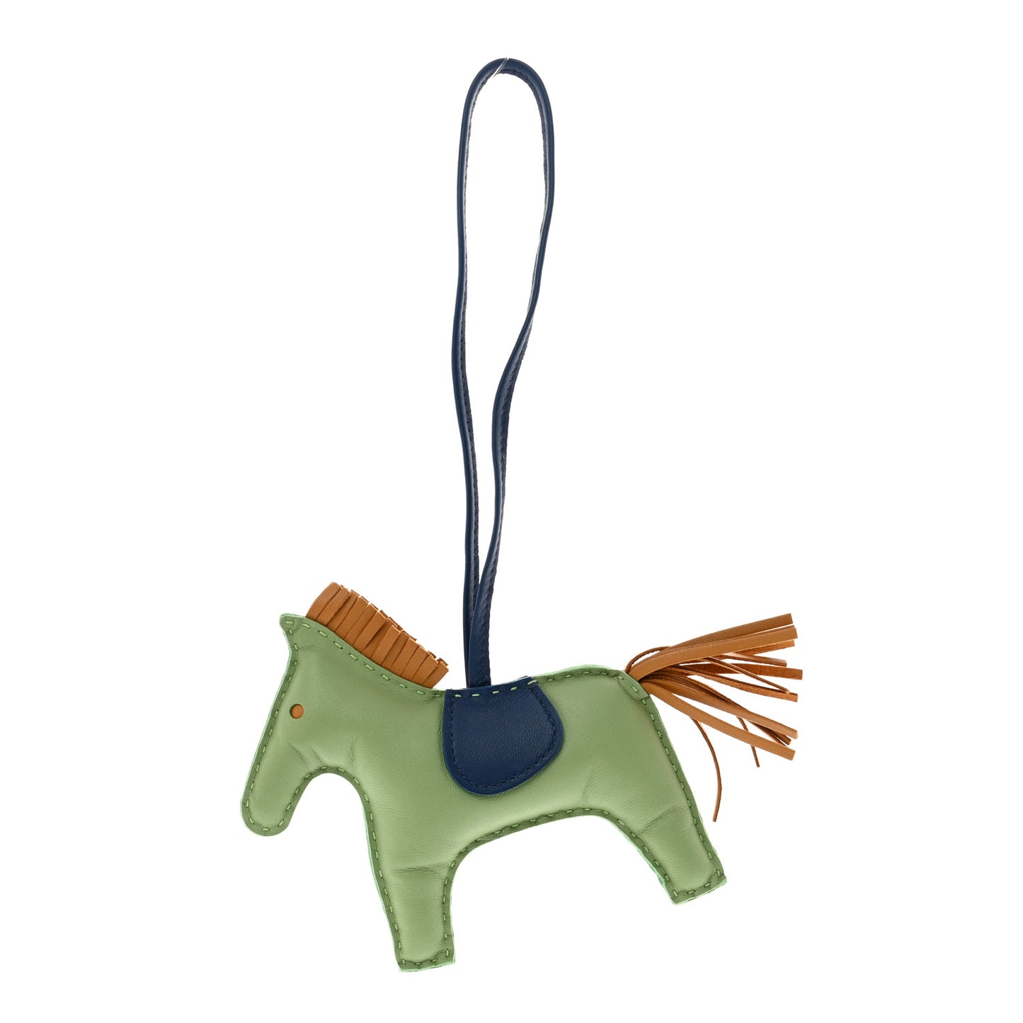 Milo Lambskin Grigri Rodeo Horse Bag Charm PM Vert Criquet Sesame Bleu De Malte