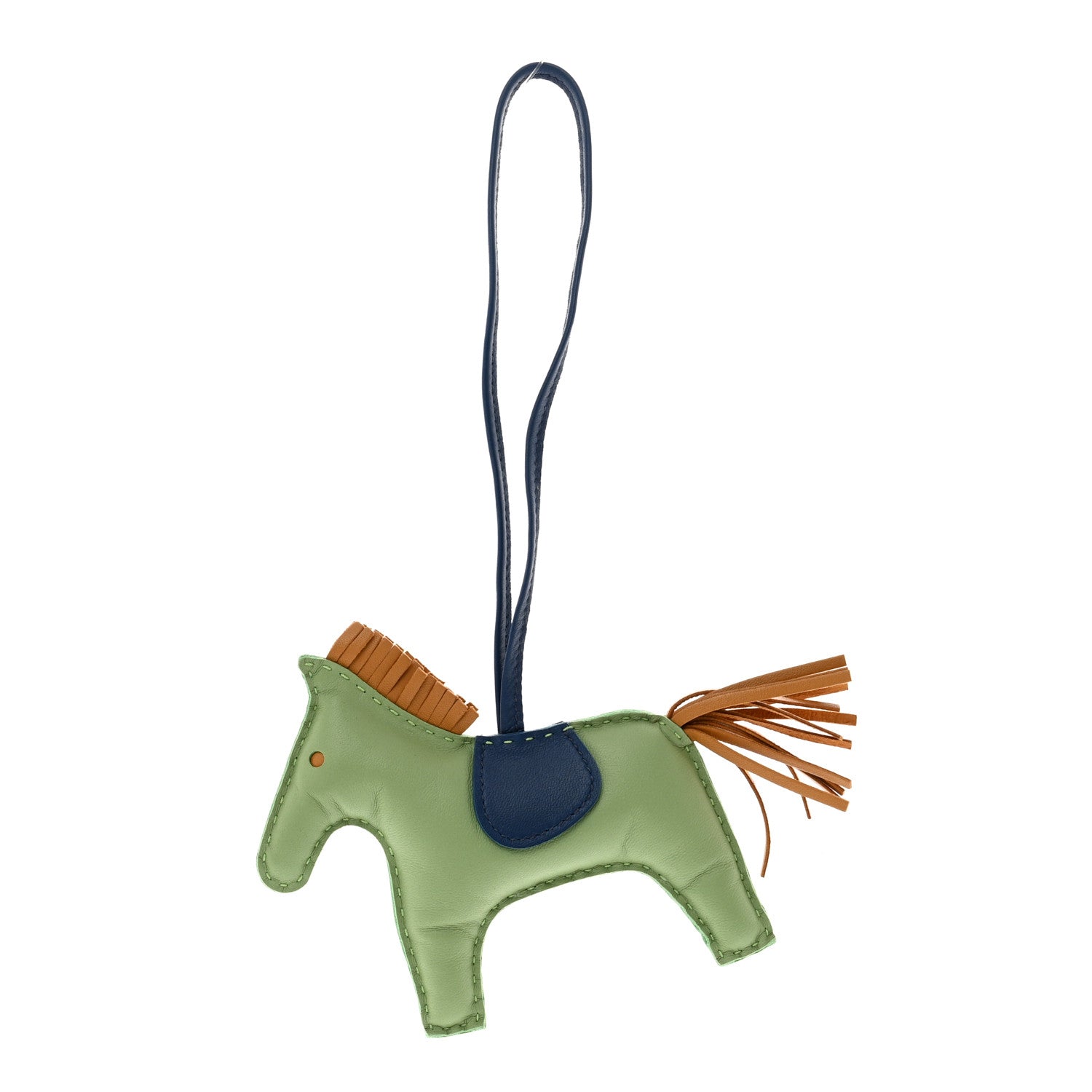 Hermes Milo Lambskin Grigri Rodeo Horse Bag Charm PM Vert Criquet Sesame Bleu De Malte 1 of 4