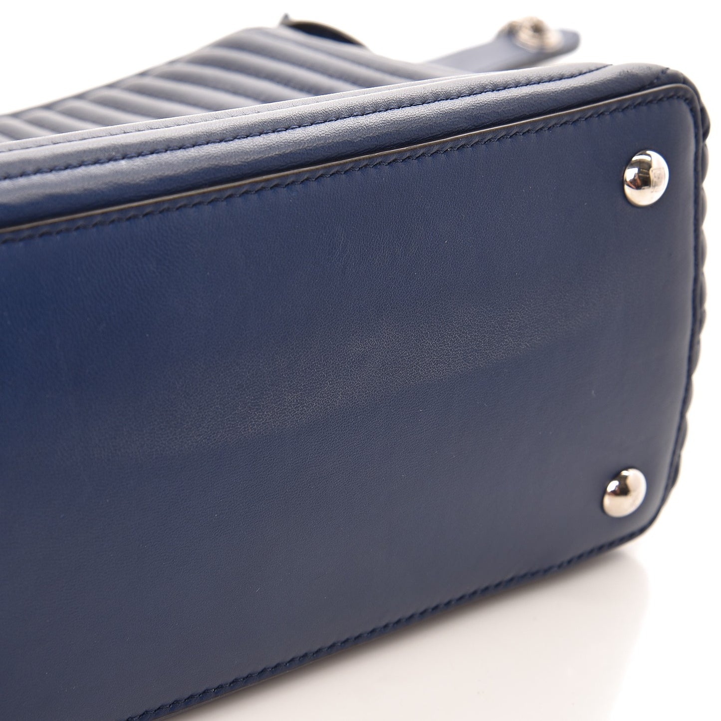 Shiny Nappa Trapuntata Small DotCom Click Chain Satchel Blue