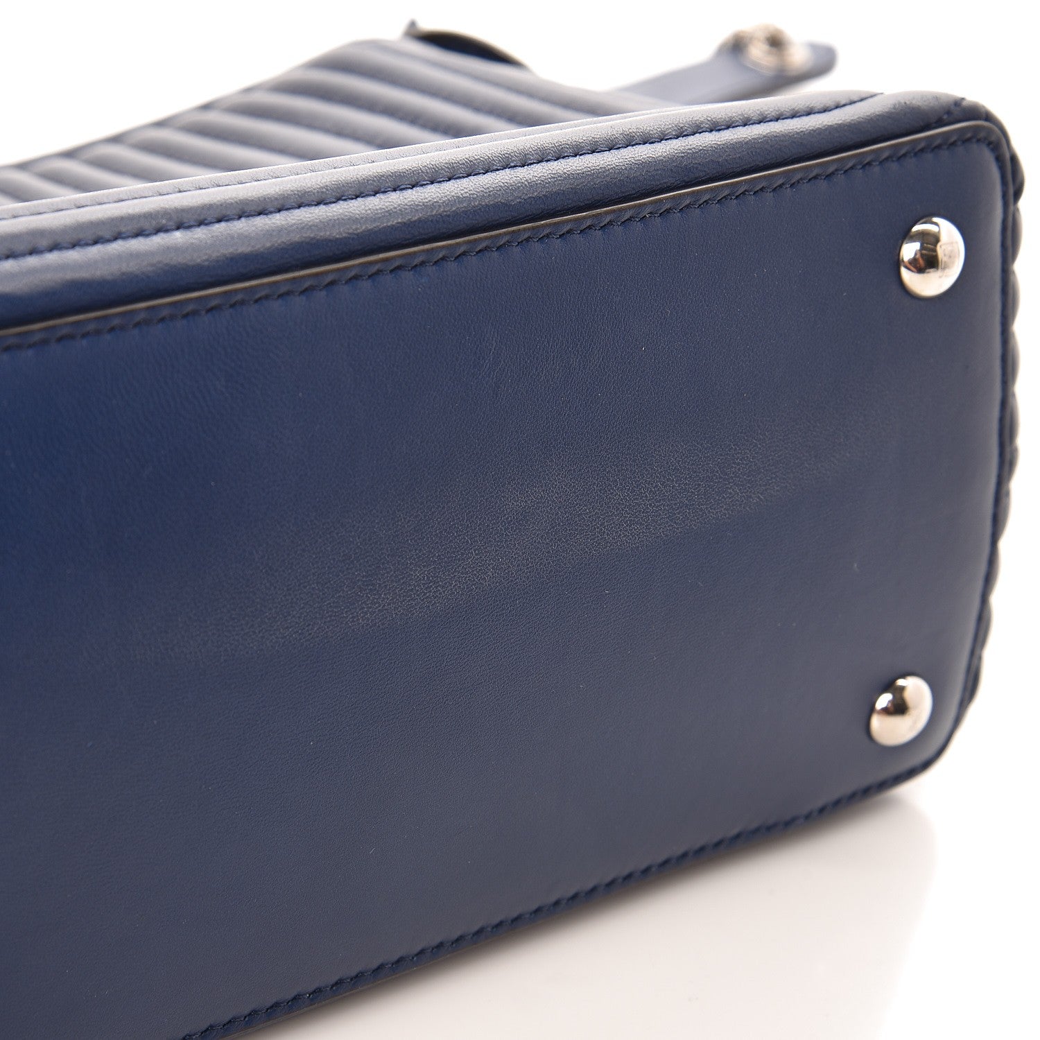 Fendi Shiny Nappa Trapuntata Small DotCom Click Chain Satchel Blue 11 of 12