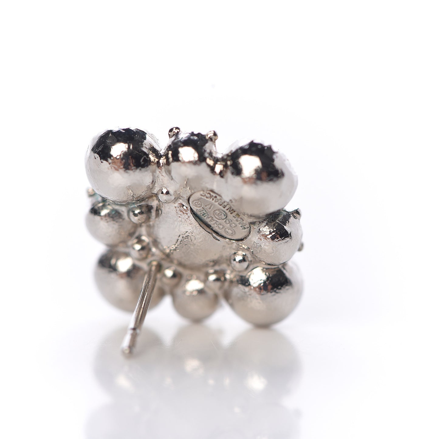 Crystal CC Flower Earrings Silver