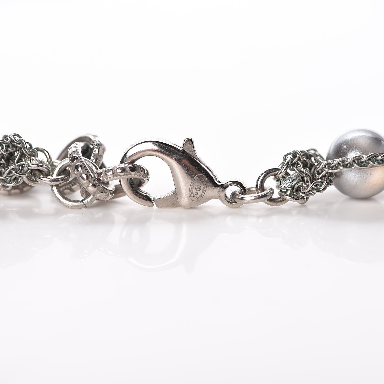 Chanel Crystal Pearl Bead Chain CC Long Necklace Ruthenium 4 of 6