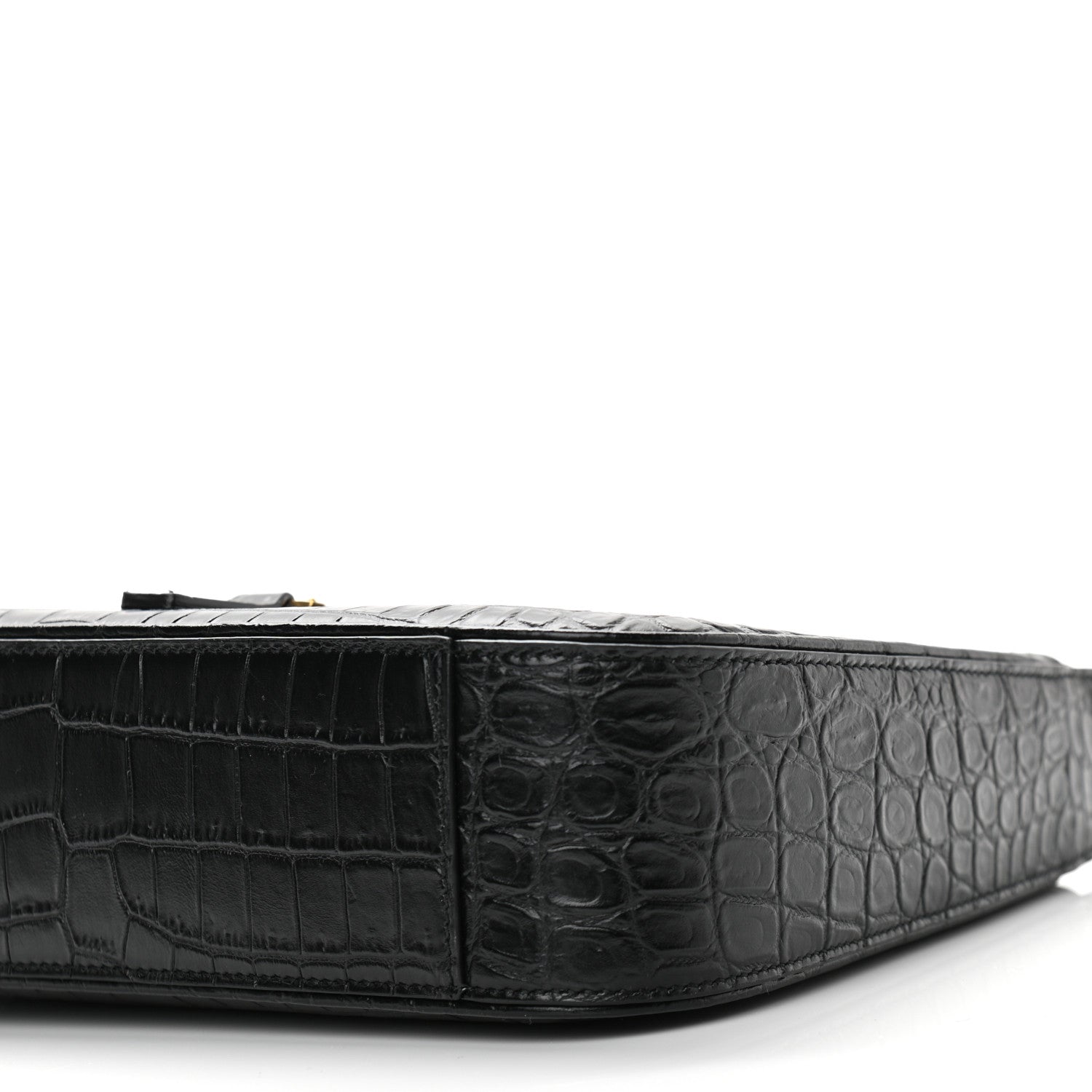 Saint Laurent Calfskin Crocodile Embossed Le 5 A 7 Hobo Black 10 of 11