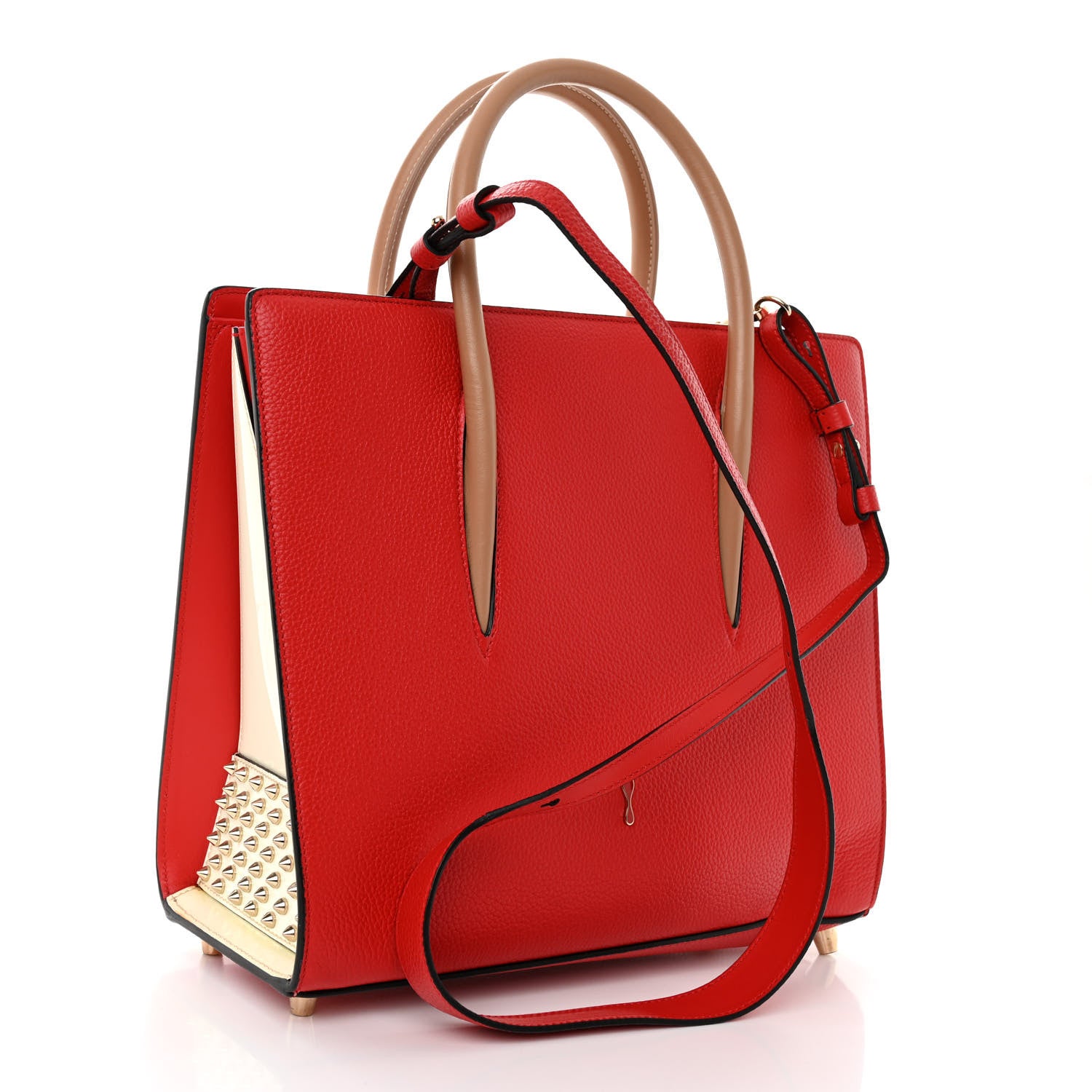 Christian Louboutin Loubi Kraft PVC Patent Calfskin Empire Medium Paloma Kraft Latte 3 of 12