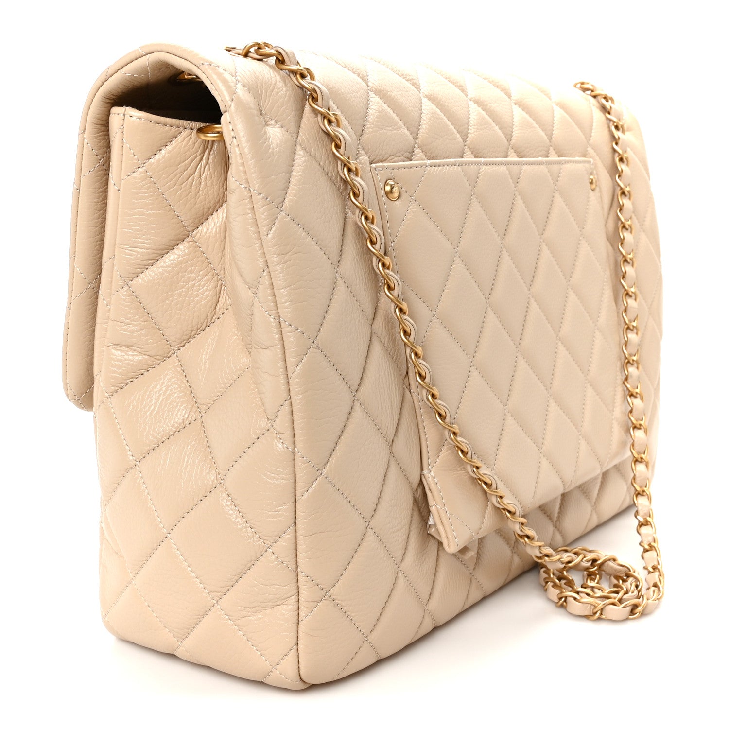 Chanel Grained Calfskin Quilted XXL Travel Flap Bag Beige 3 of 12