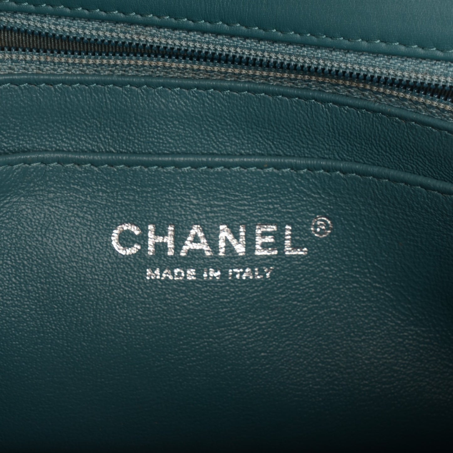 Patent Calfskin Quilted Mini Rectangular Flap Turquoise