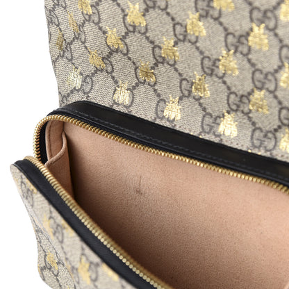 Gucci GG Supreme Monogram Bees Print Small Day Backpack Beige Oro Black 7 of 8