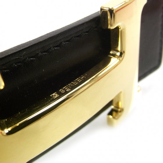 Leather Reversible Constance H Belt 90 Black and Brown