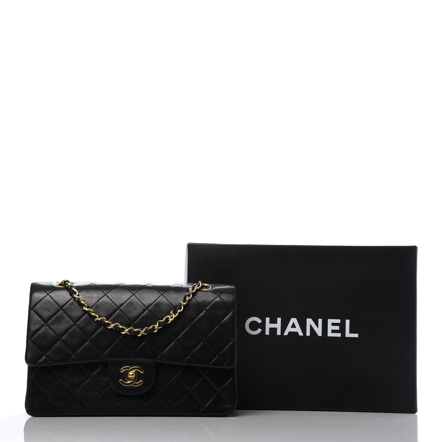 Chanel Lambskin Quilted Medium Double Flap Black 9 of 10