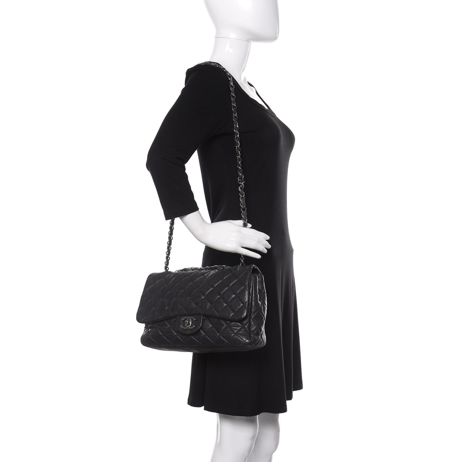 Chanel Lambskin Quilted Jumbo Single Flap Dark Grey 3 of 10