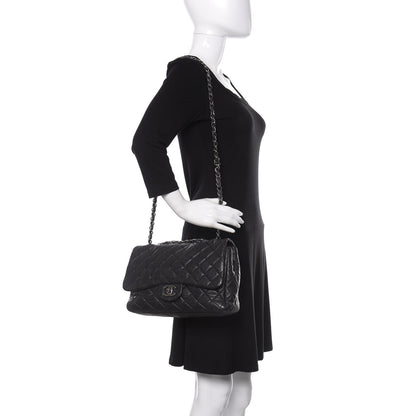 Chanel Lambskin Quilted Jumbo Single Flap Dark Grey 3 of 10