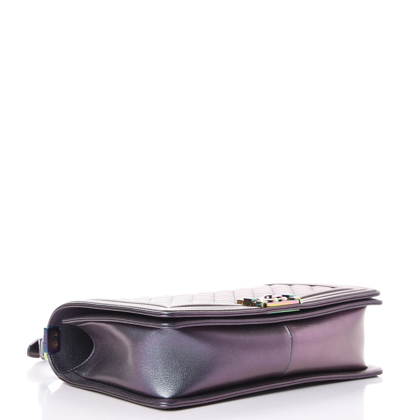 Iridescent Goatskin Quilted New Medium Boy Flap Purple
