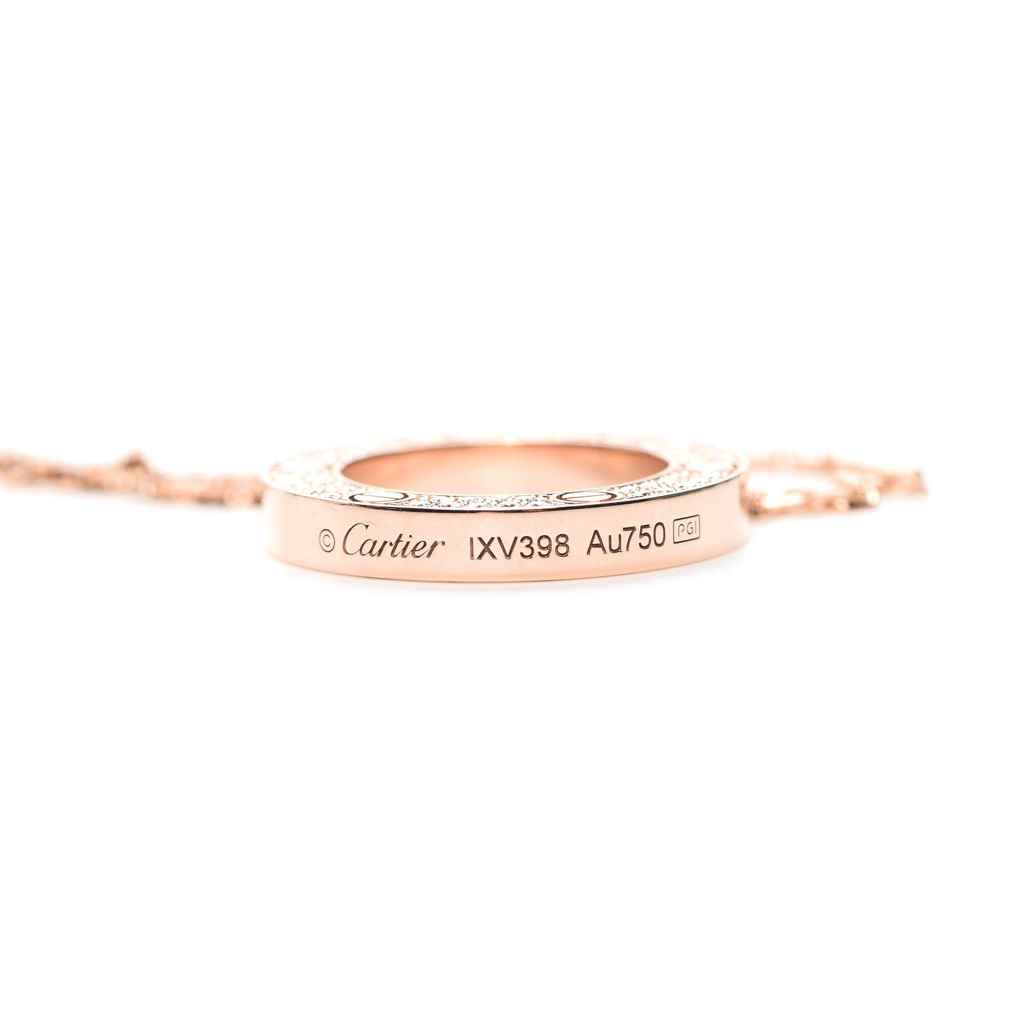 Cartier 18K Pink Gold Diamond LOVE Paved Necklace 4 of 5