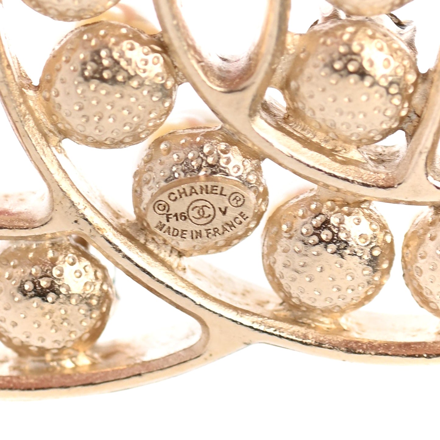 Pearl Crystal CC Brooch Gold Pearly White