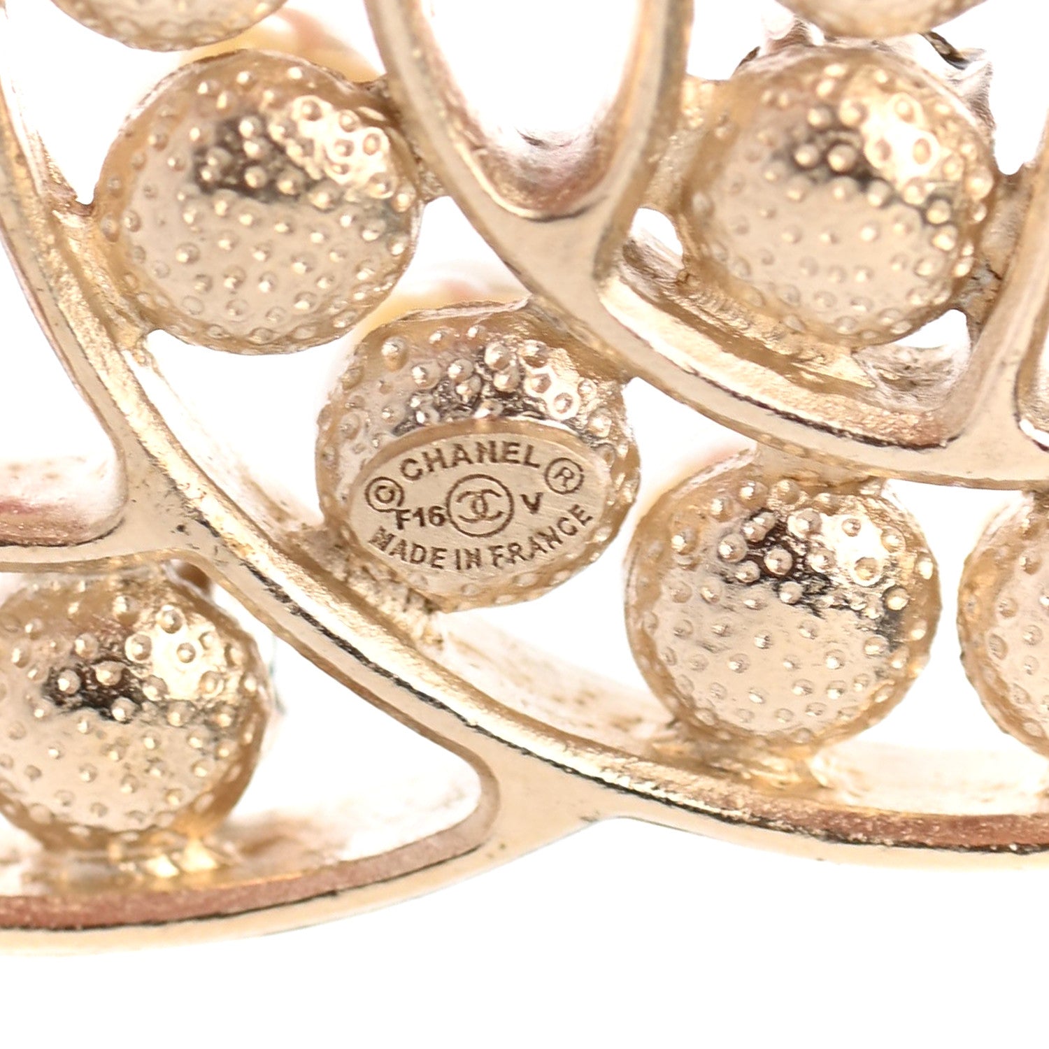 Chanel Pearl Crystal CC Brooch Gold Pearly White 3 of 3