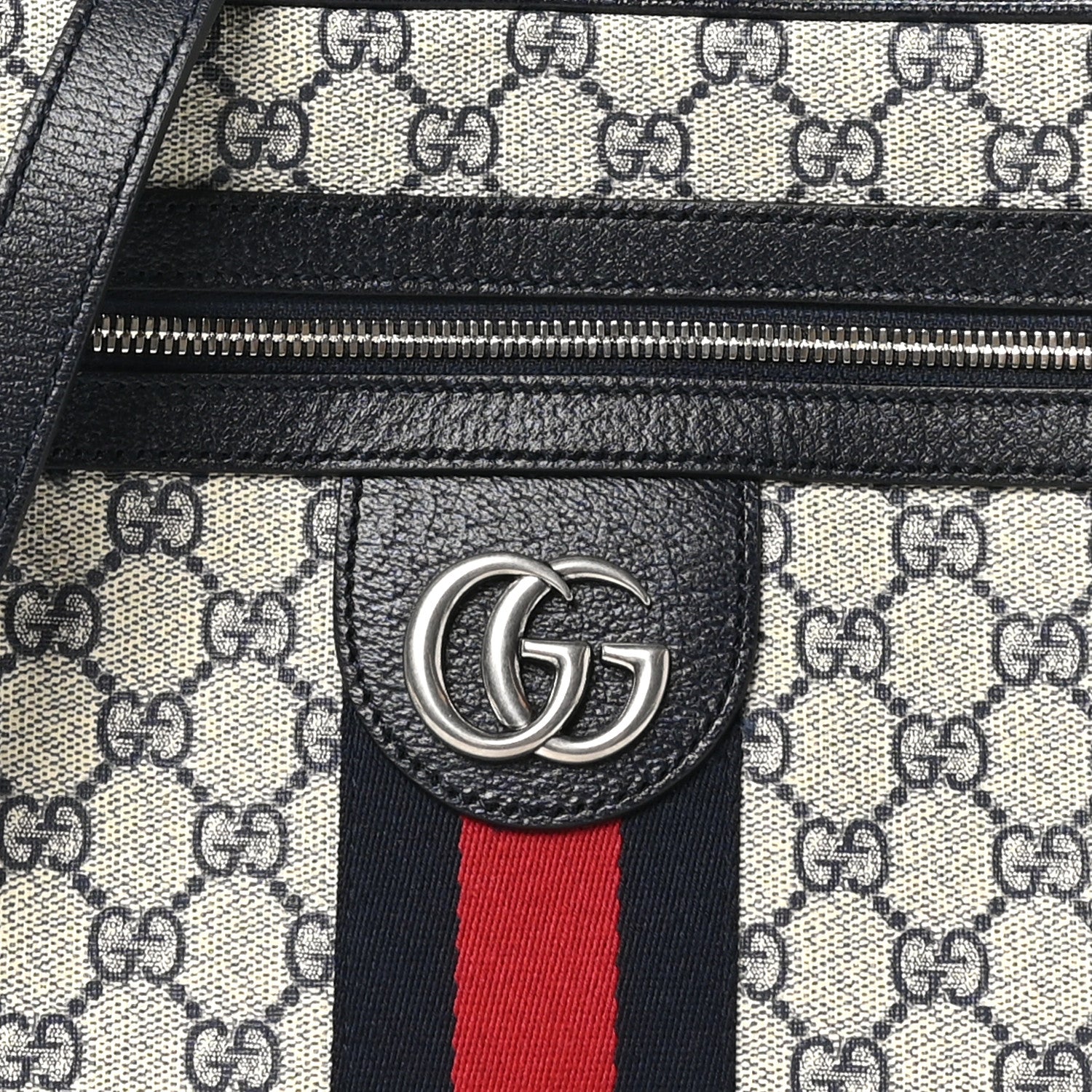 Gucci GG Supreme Monogram Textured Dollar Calfskin Web Small Ophidia Messenger Bag Beige Blue 8 of 10