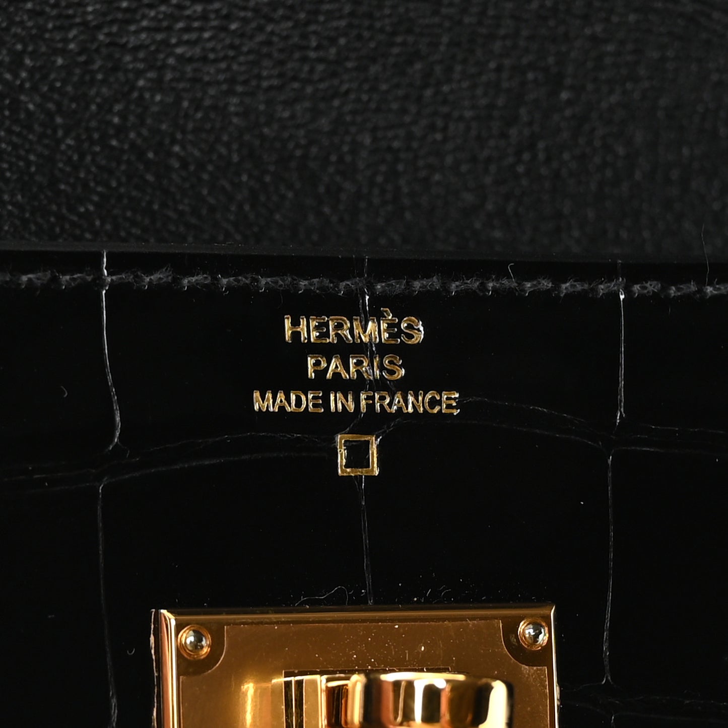 Shiny Alligator Kelly Pocket Long Wallet Black