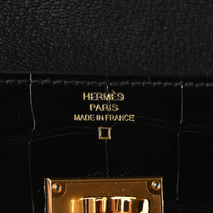 Hermes Shiny Alligator Kelly Pocket Long Wallet Black 6 of 8