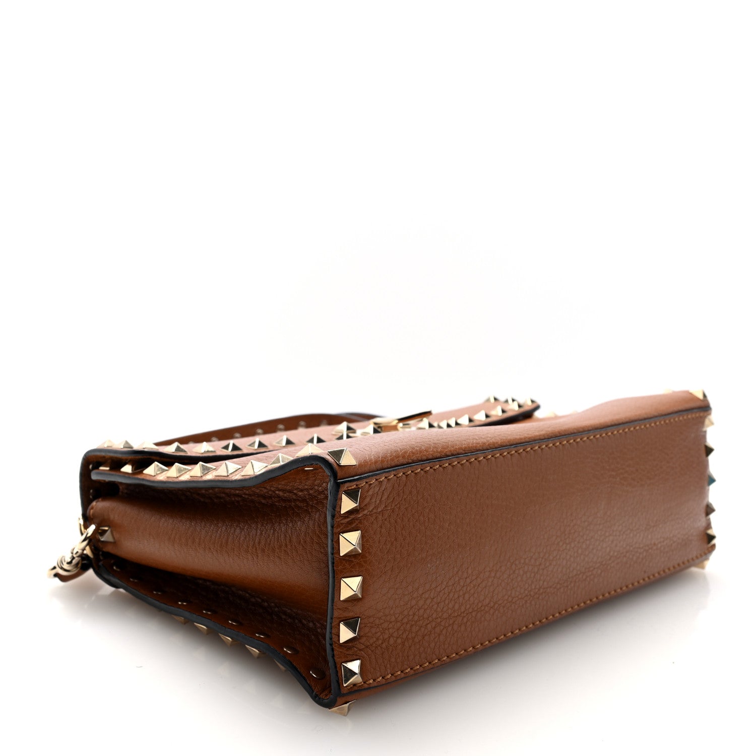 Valentino Garavani Pebbled Calfskin Rockstud Flip Lock Top Handle