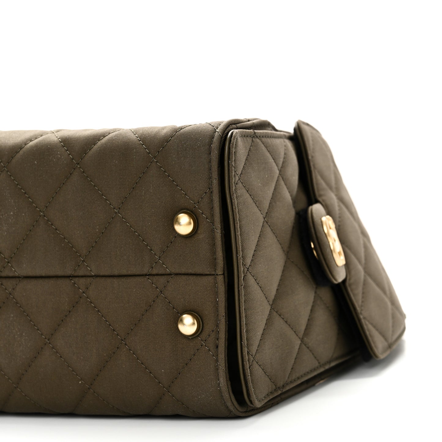 Canvas Quilted Small Chanel 25 Handbag Khaki