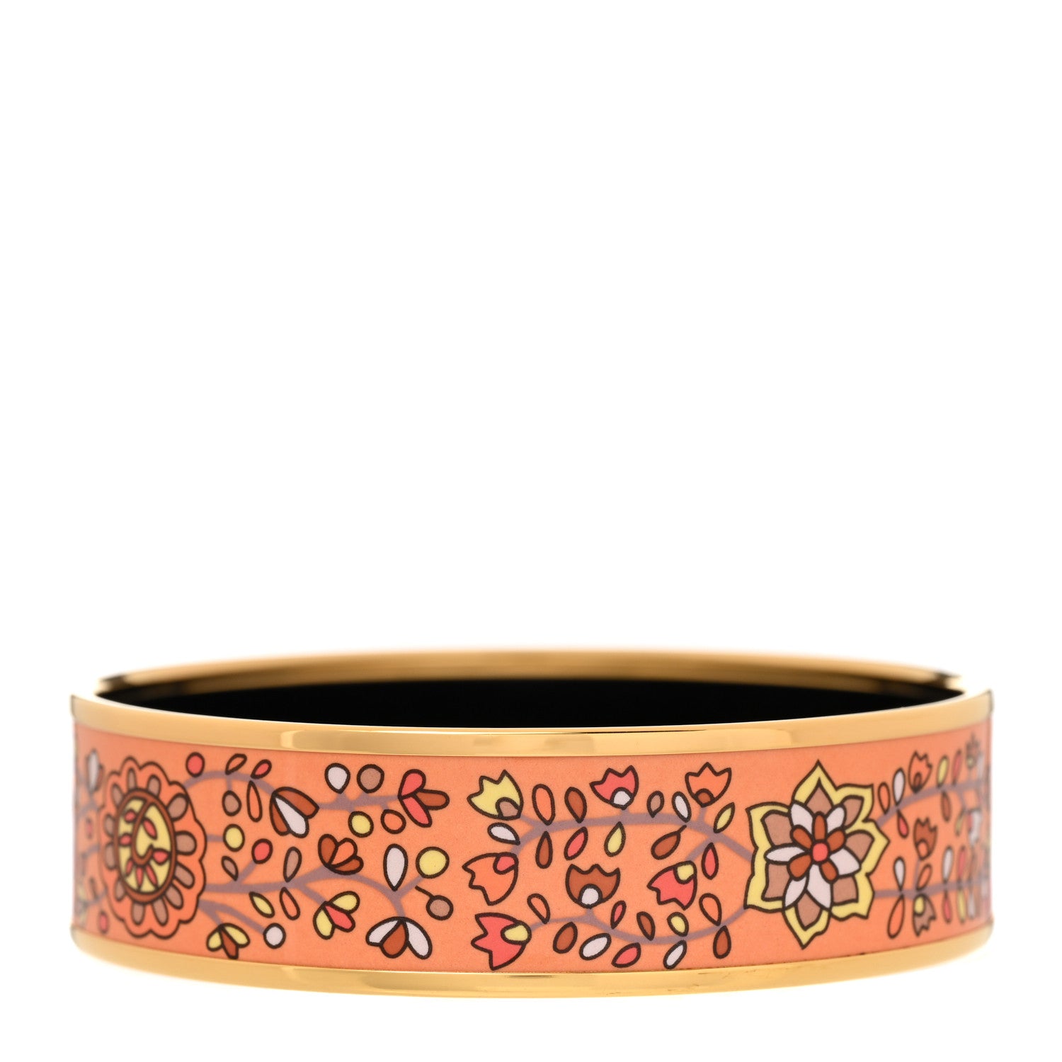 Hermes Enamel Printed Wide L'Arbre De Vie Bracelet Orange 1 of 6