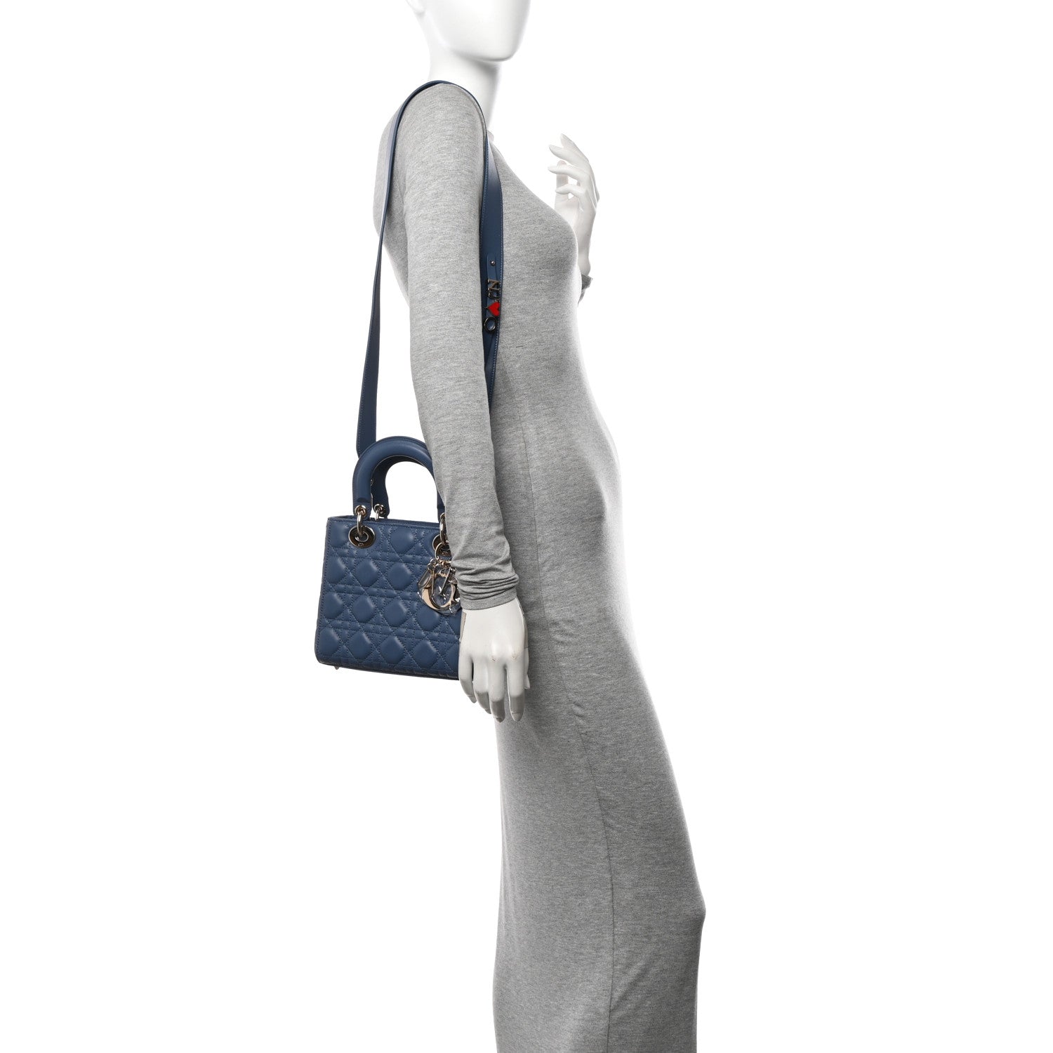 Christian Dior Lambskin Cannage Small My ABCDior Lady Dior Denim Blue 2 of 11