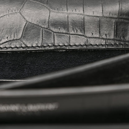 Saint Laurent Calfskin Crocodile Embossed Medium Monogram Sunset Black 12 of 14